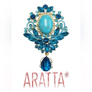 Aratta The Mystical Pin Aqua Gold Brooch